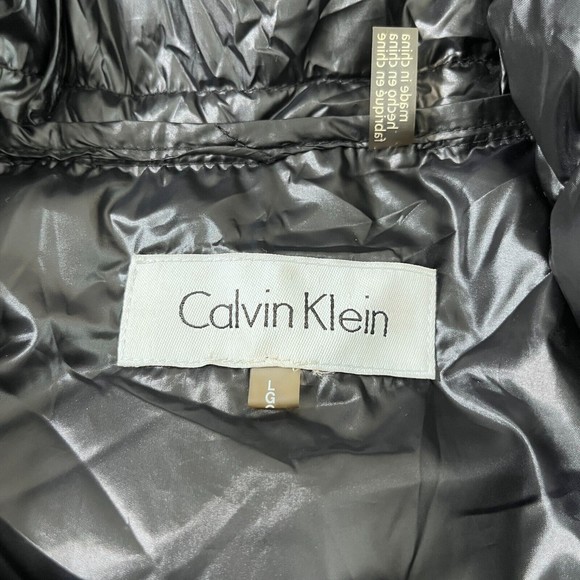 Calvin Klein Down Jacket Women Large Stretch Feather Panels Hooded Winter Parka - Picture 3 of 15